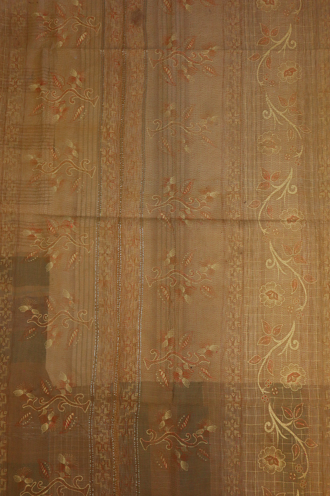 Recycled kantha vintage tæppe ca 140x210 cm, bomuld
