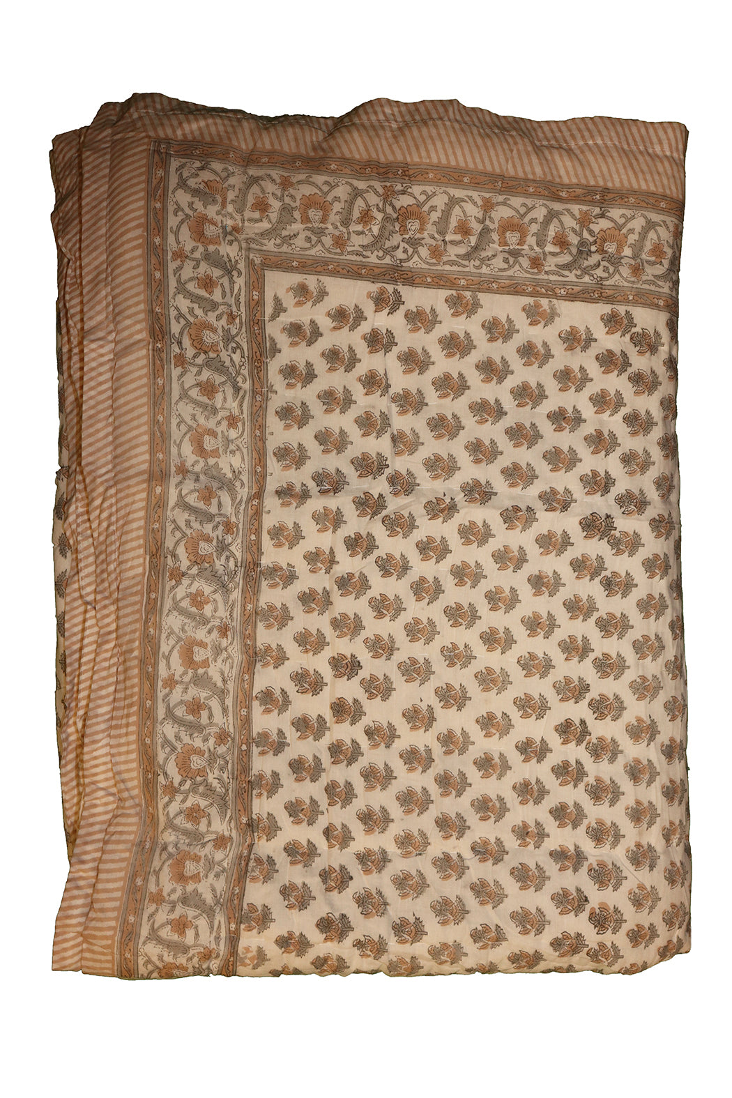 Gesteppte Decke mit Blockdruckmuster, 150 x 220 cm, grau, Baumwolle