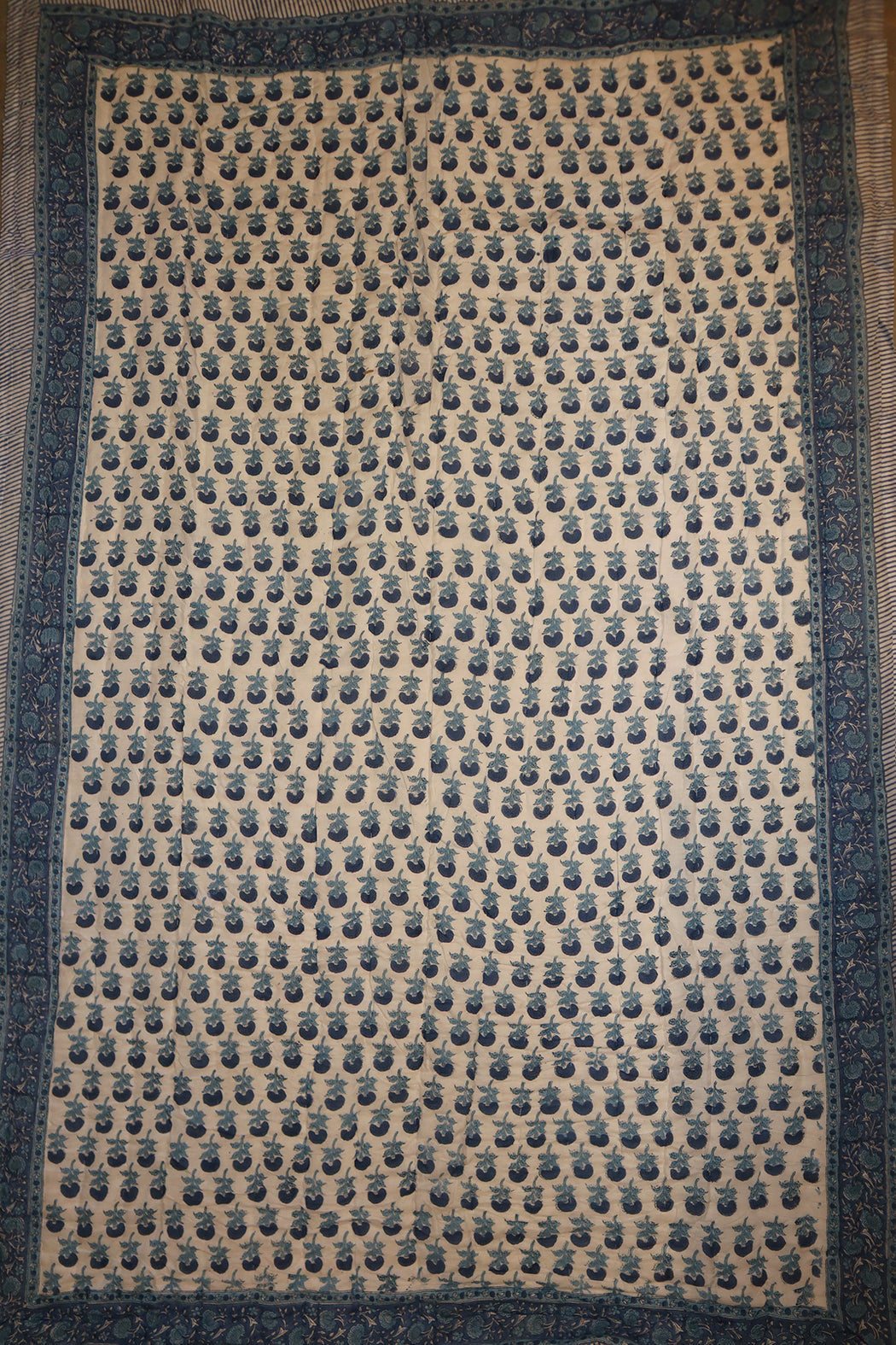 Gesteppte Decke mit Blockdruckmuster, 150 x 220 cm, blau, Baumwolle