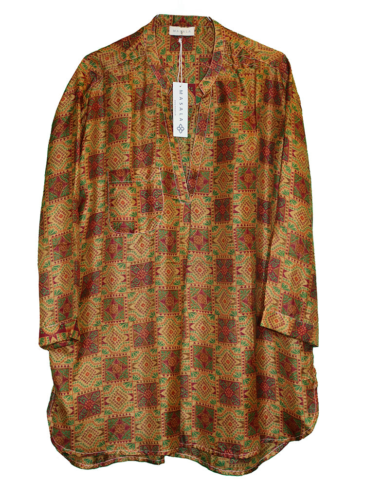 Bara vintage sari silke skjorte