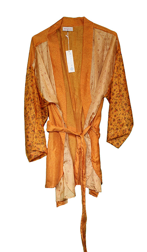 Amanda vintage sari silke kimono kort