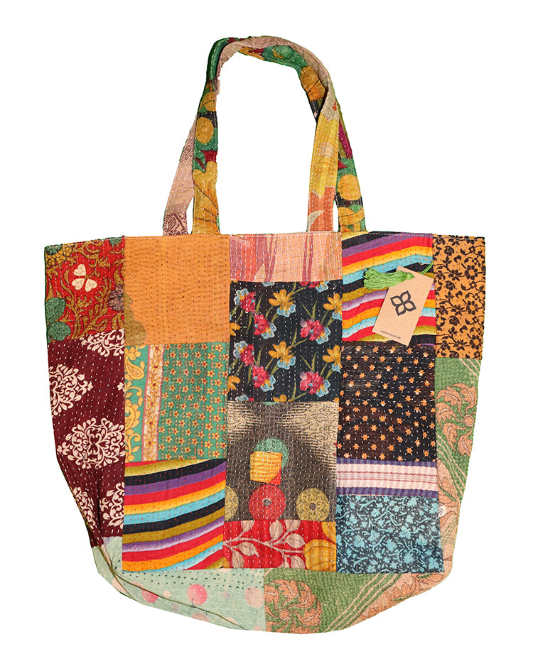 Kantha patchwork shopper