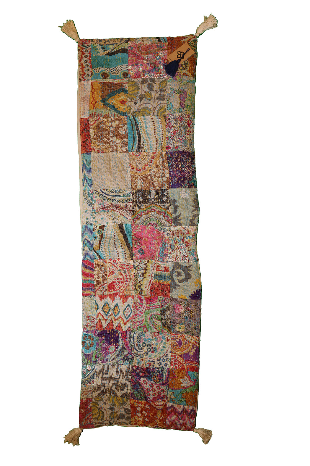 Kantha stonewash bænkhynde – Blød Bomuld | 45x150 cm | MASALA