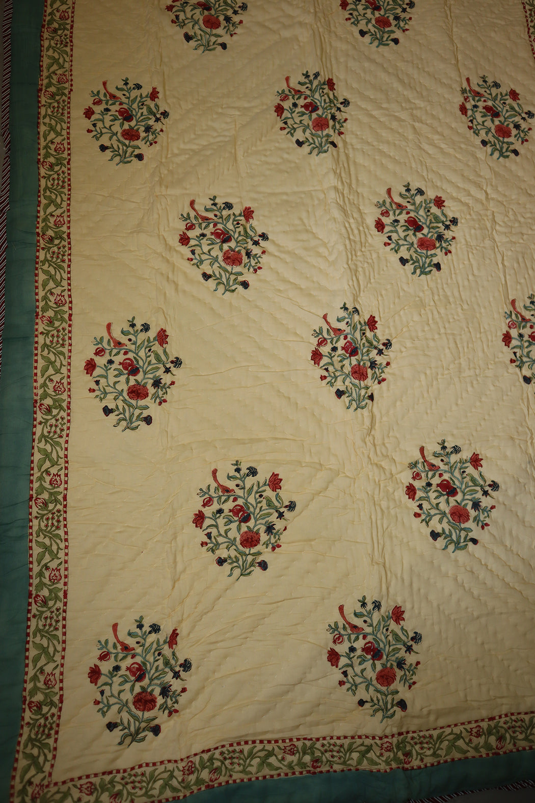 Gesteppte Decke mit Blockdruckmuster, 150 x 220 cm, blau, Baumwolle