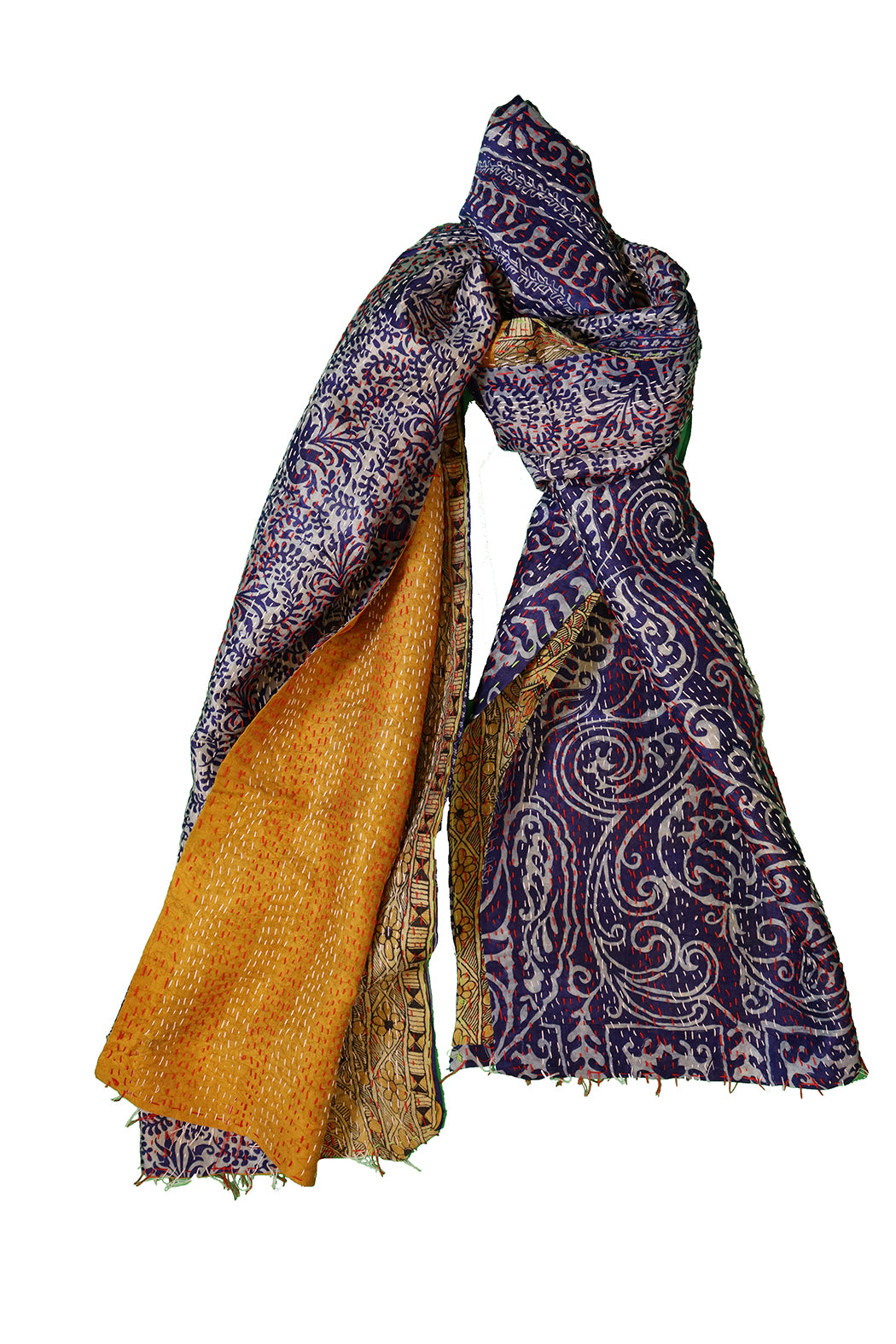 Kantha silketørklæde – Recycled Vintage Sari | 40x190 cm | MASALA