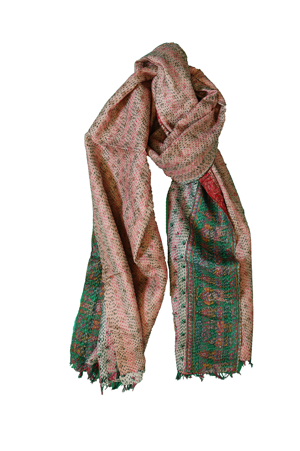 Kantha silketørklæde – Recycled Vintage Sari | 40x190 cm | MASALA