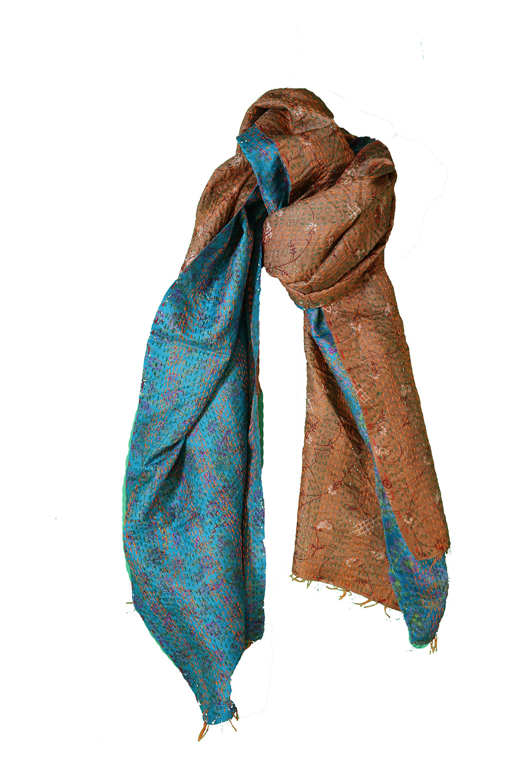 Kantha silketørklæde – Recycled Vintage Sari | 40x190 cm | MASALA