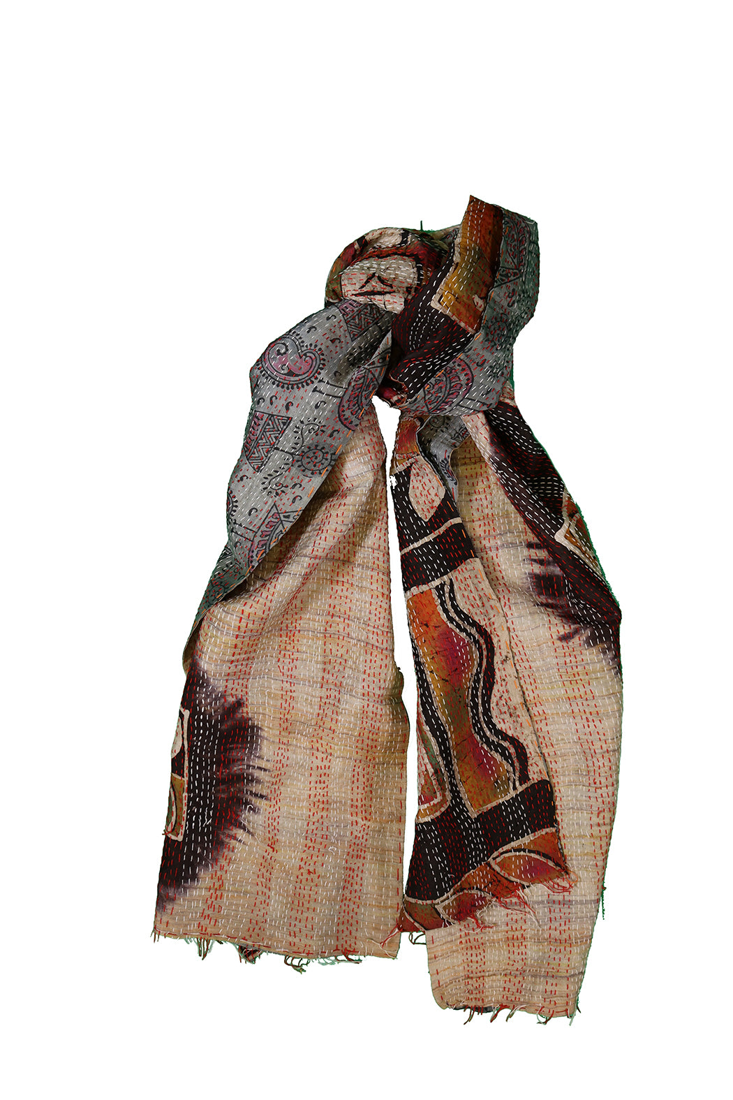 Kantha silketørklæde – Recycled Vintage Sari | 40x190 cm | MASALA