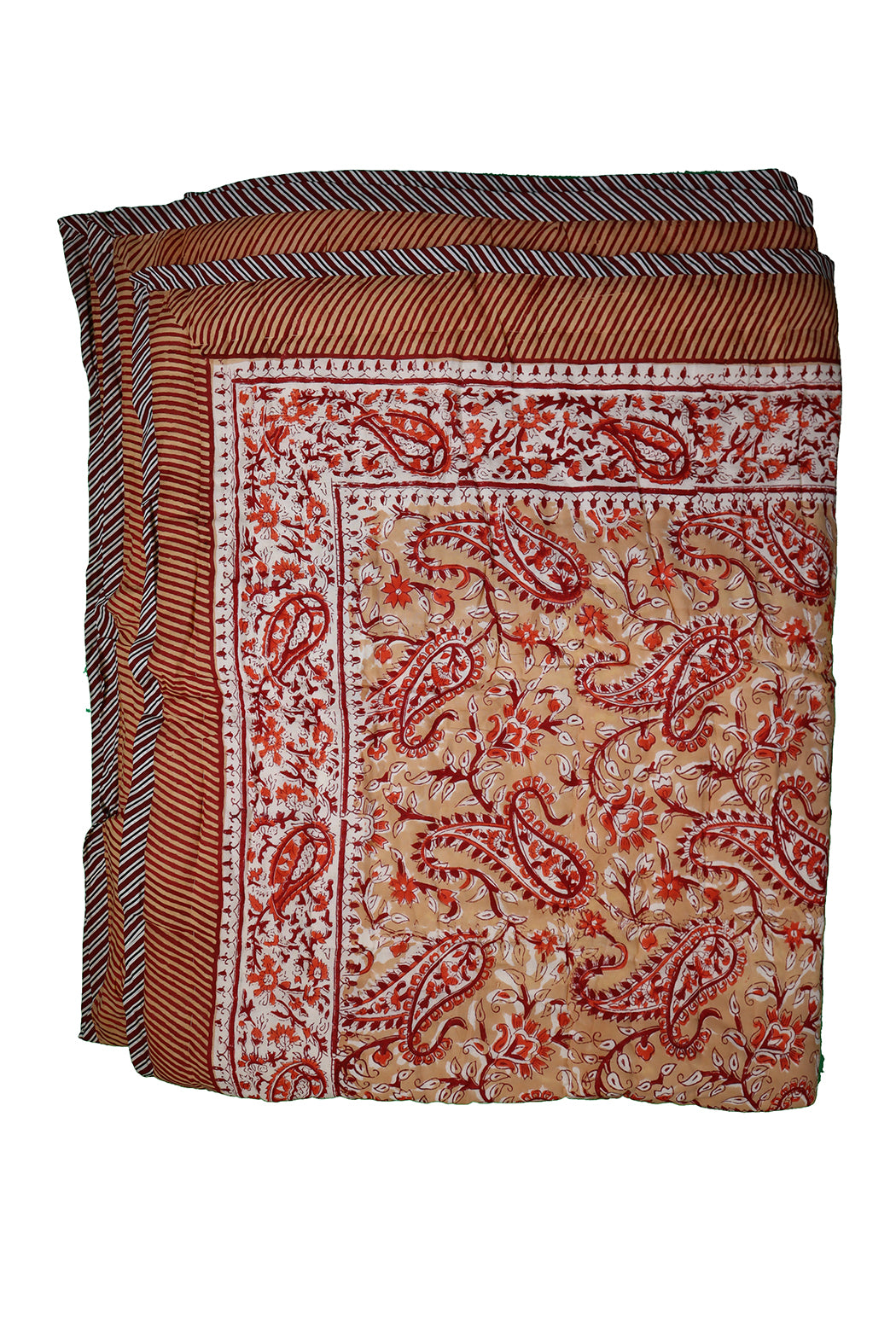 Gesteppte Decke mit Blockdruckmuster, 150 x 220 cm, rot, Baumwolle