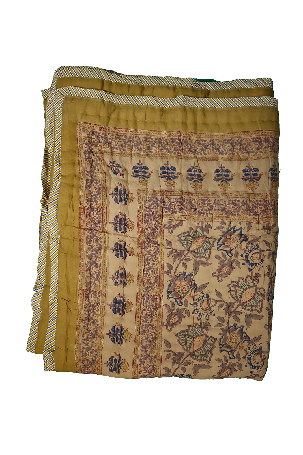 Gesteppte Decke mit Blockdruckmuster, 150 x 220 cm, blau, Baumwolle
