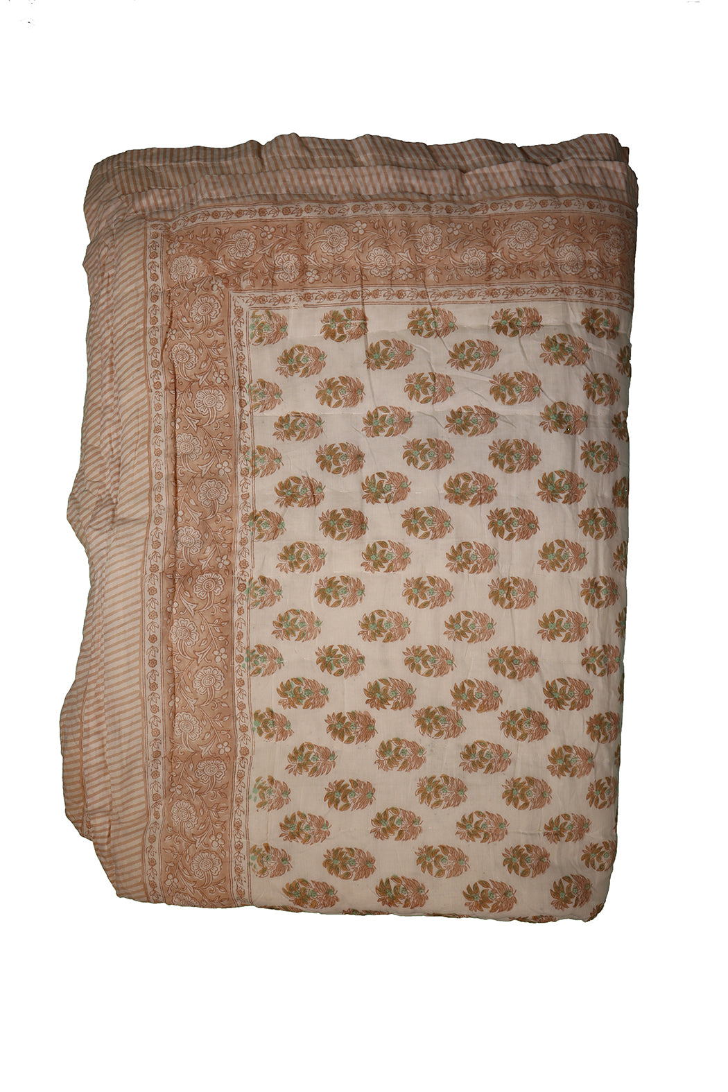 Blokprint Vattæppe – Rose | Håndtrykt Bomuld | 150x220 cm | MASALA