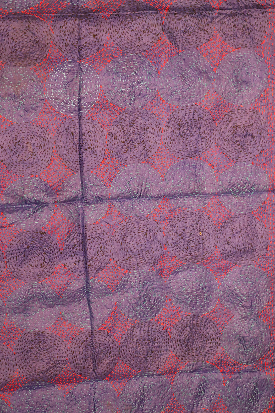 Kantha Vintage-Schal 40x190 cm, Seide, rundes Kantha