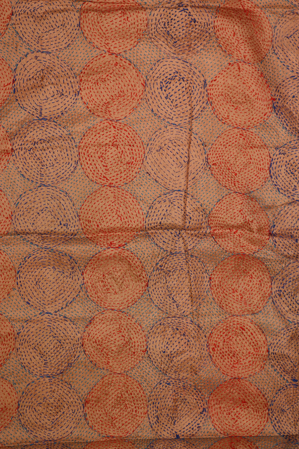 Kantha Vintage-Schal 40x190 cm, Seide, rundes Kantha