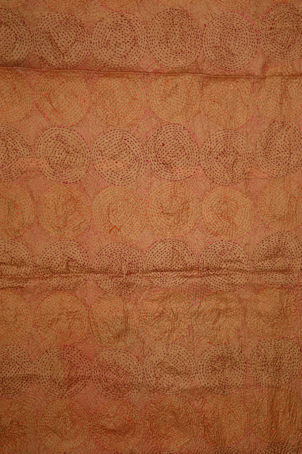 Kantha Vintage-Schal 40x190 cm, Seide, rundes Kantha