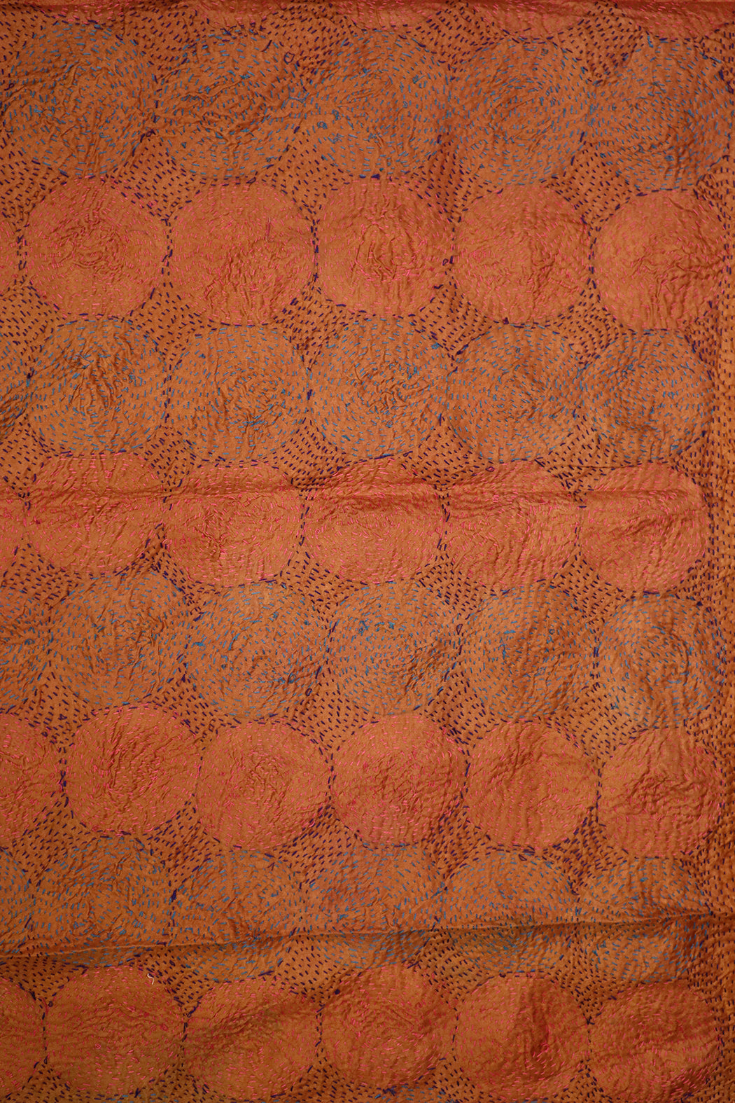Kantha Vintage-Schal 40x190 cm, Seide, rundes Kantha