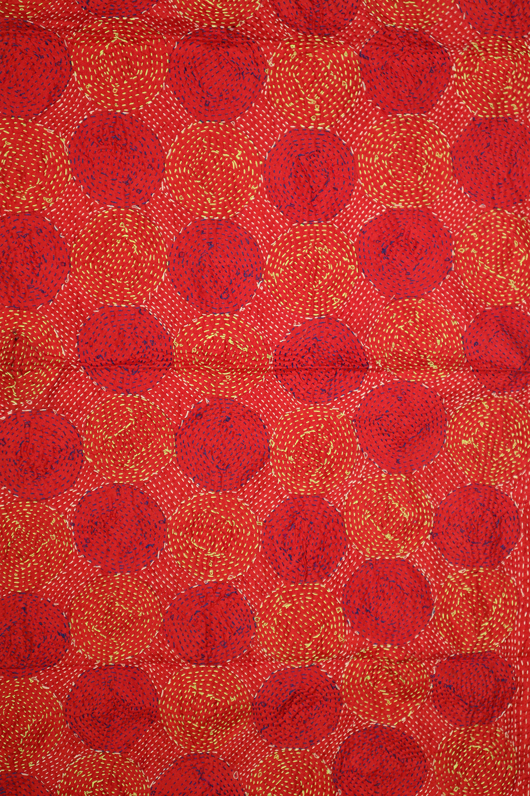 Kantha Vintage-Schal 40x190 cm, Seide, rundes Kantha