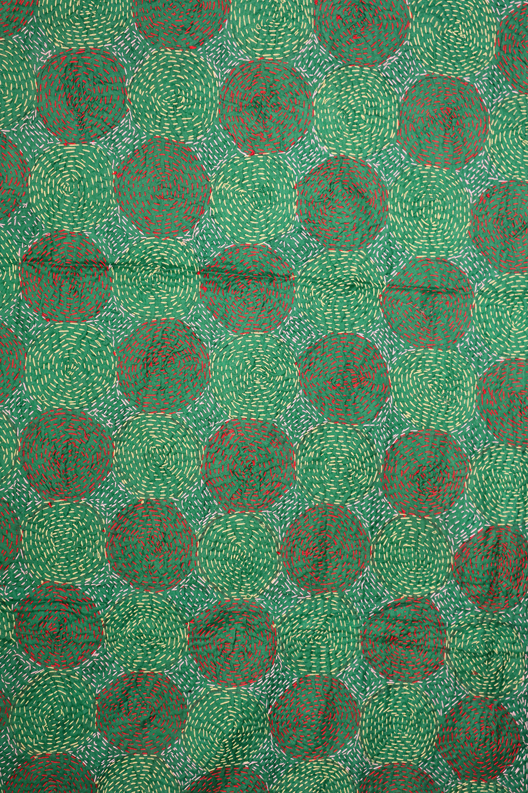 Kantha Vintage-Schal 40x190 cm, Seide, rundes Kantha