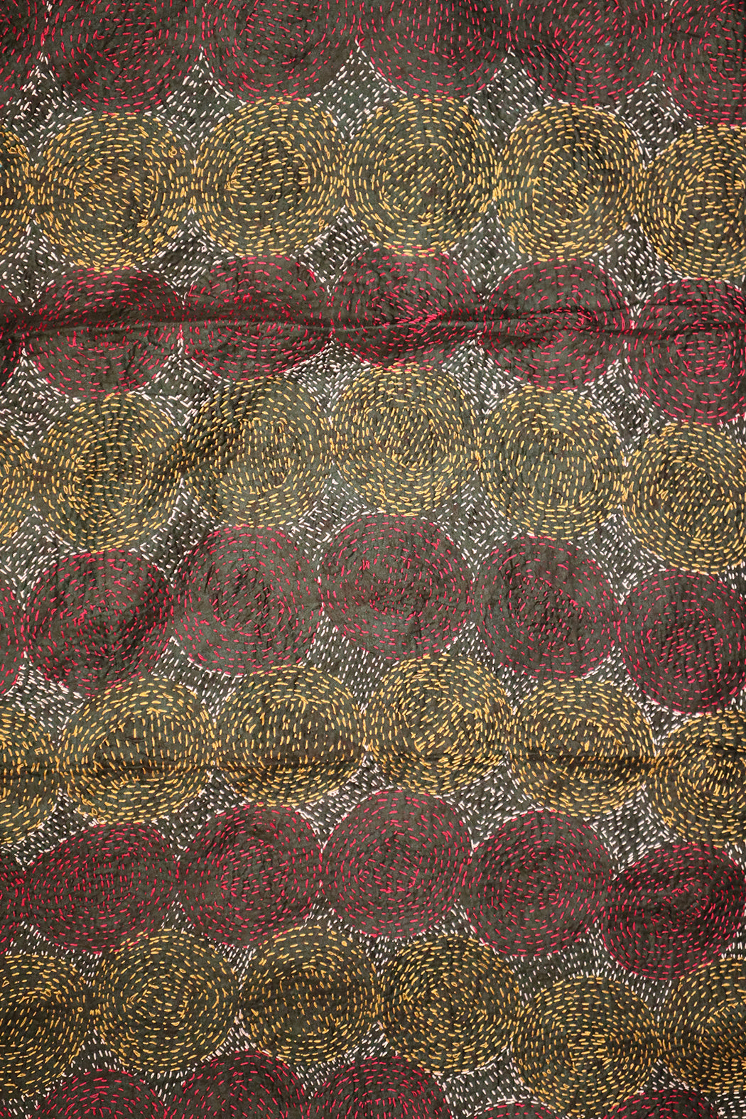 Kantha Vintage-Schal 40x190 cm, Seide, rundes Kantha