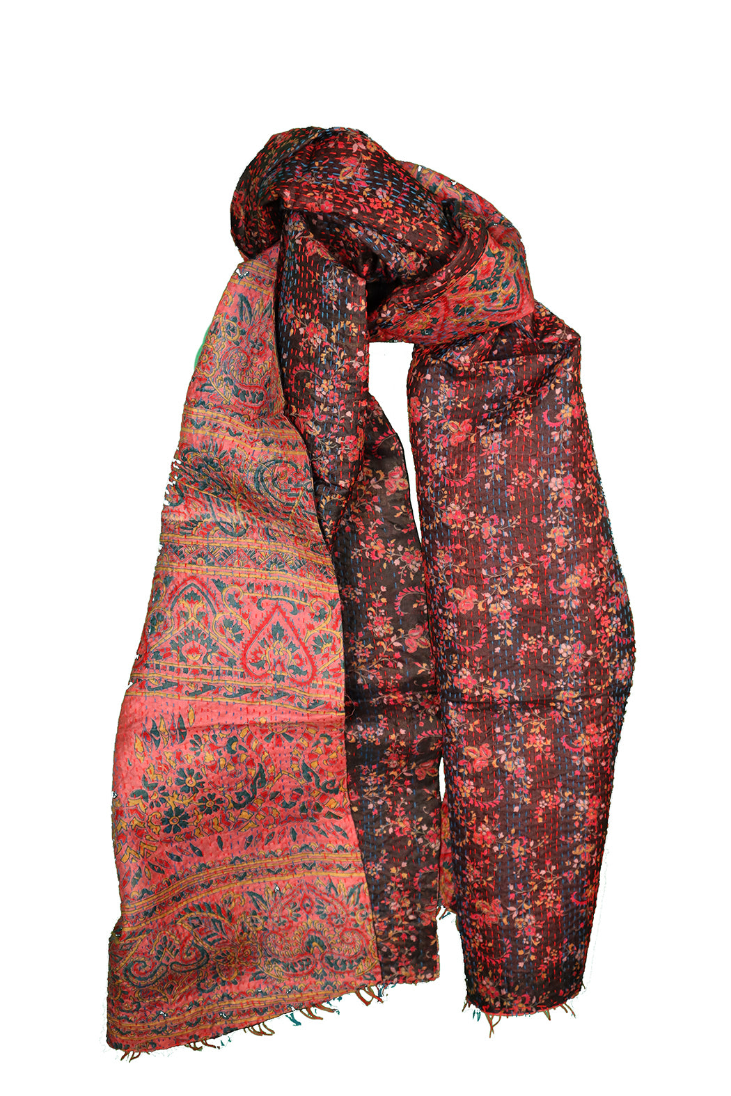 Sari kantha silk scarf 40*190 cm