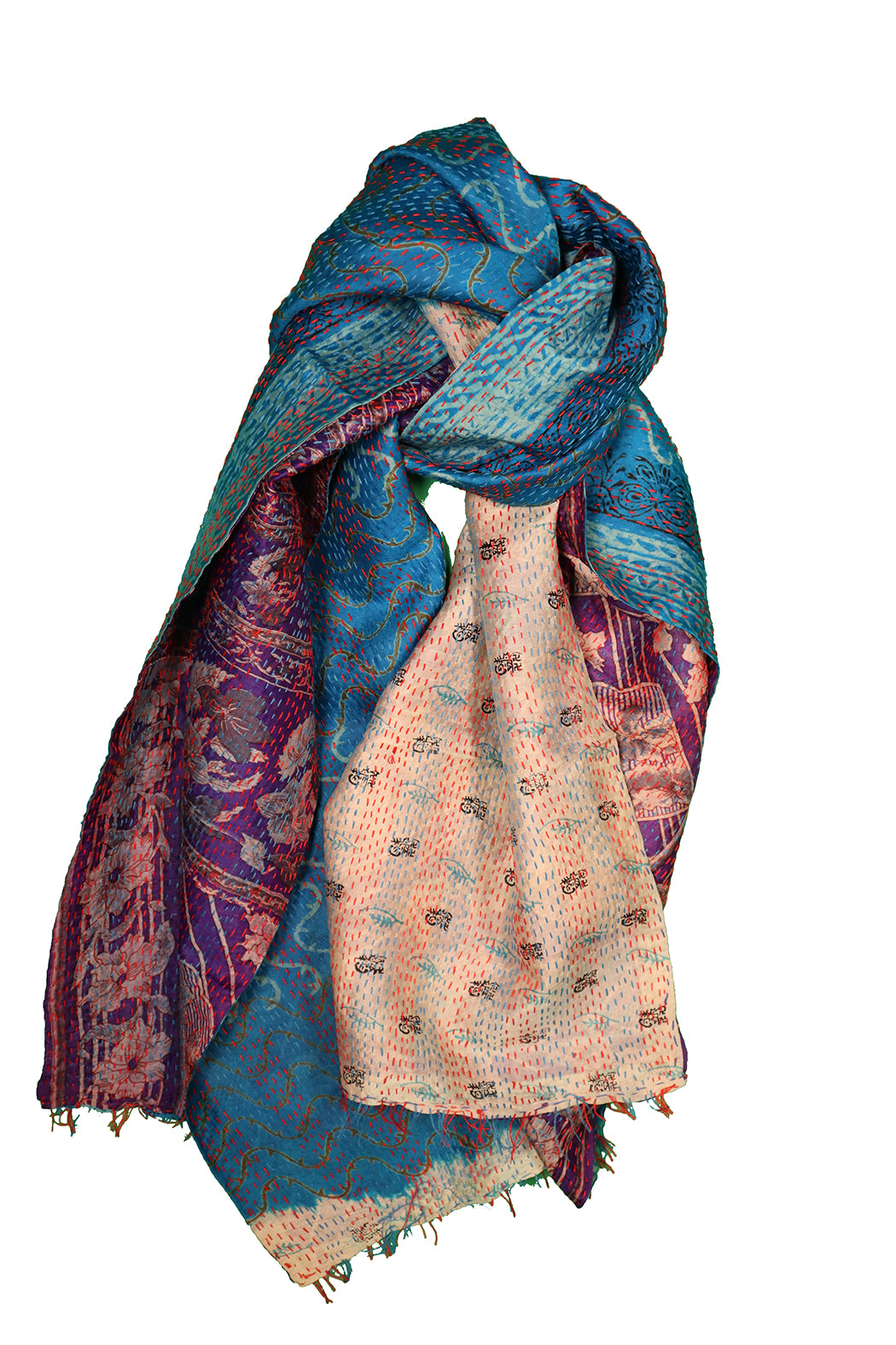 Sari kantha silk scarf 40*190 cm