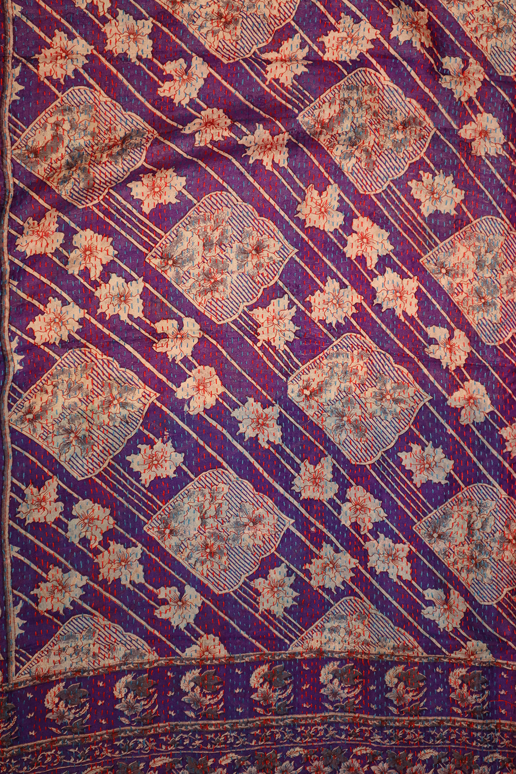 Sari kantha silk scarf 40*190 cm