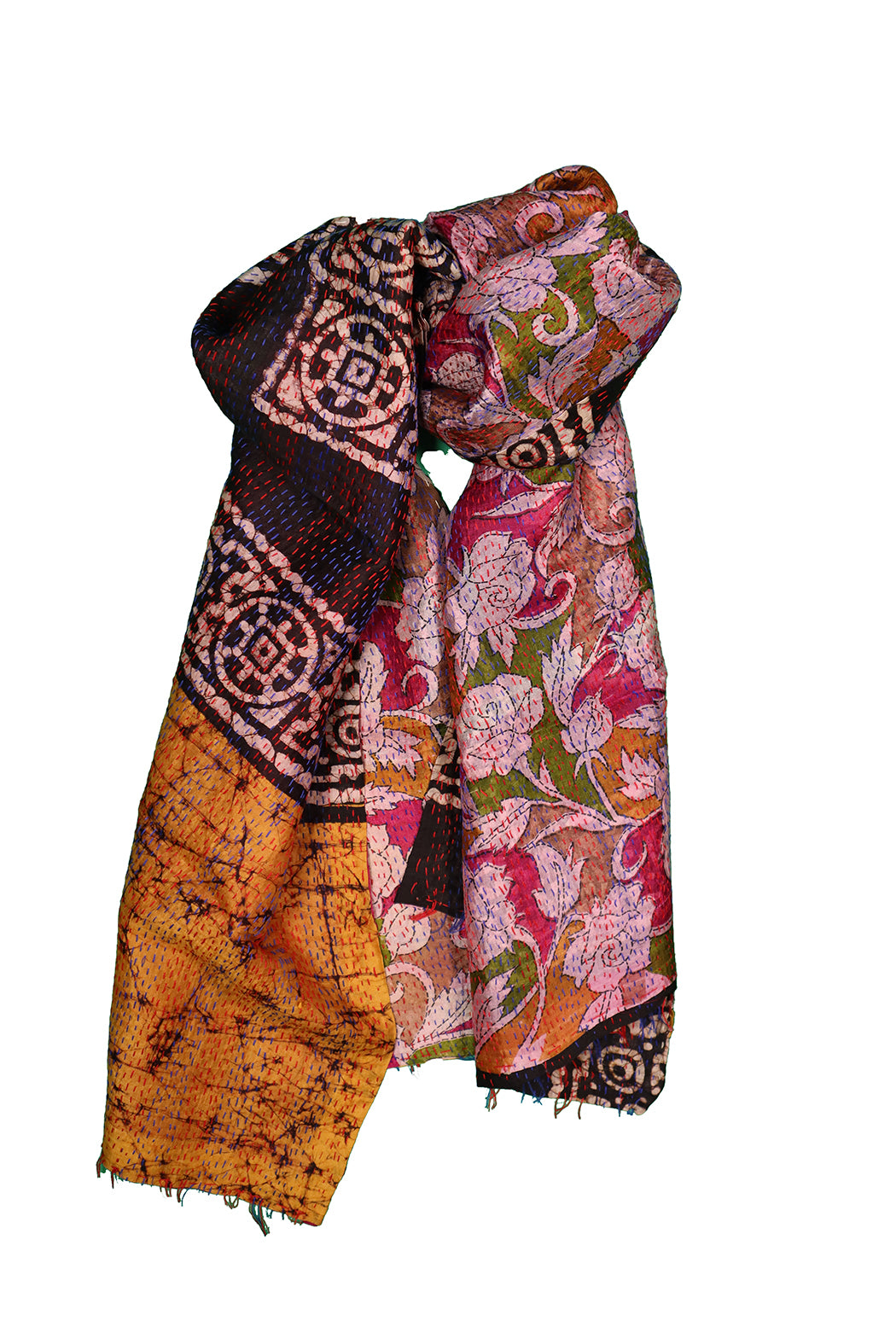 Sari kantha silk scarf 40*190 cm