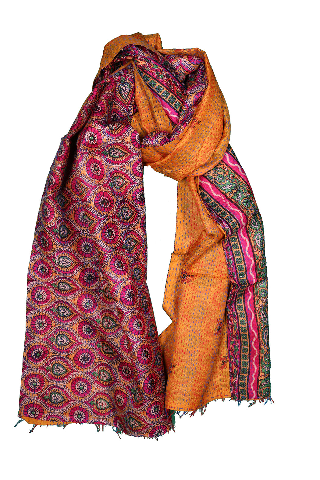 Sari kantha silk scarf 40*190 cm
