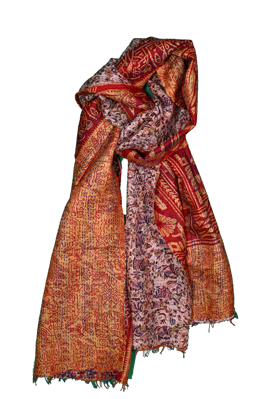 Sari kantha silk scarf 40*190 cm