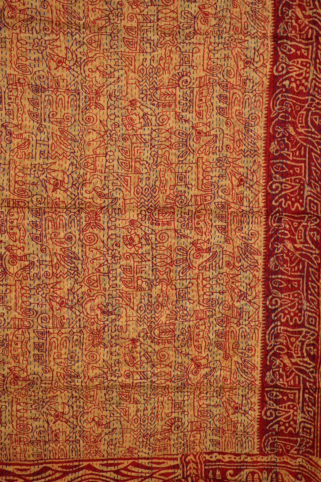 Sari kantha silk scarf 40*190 cm