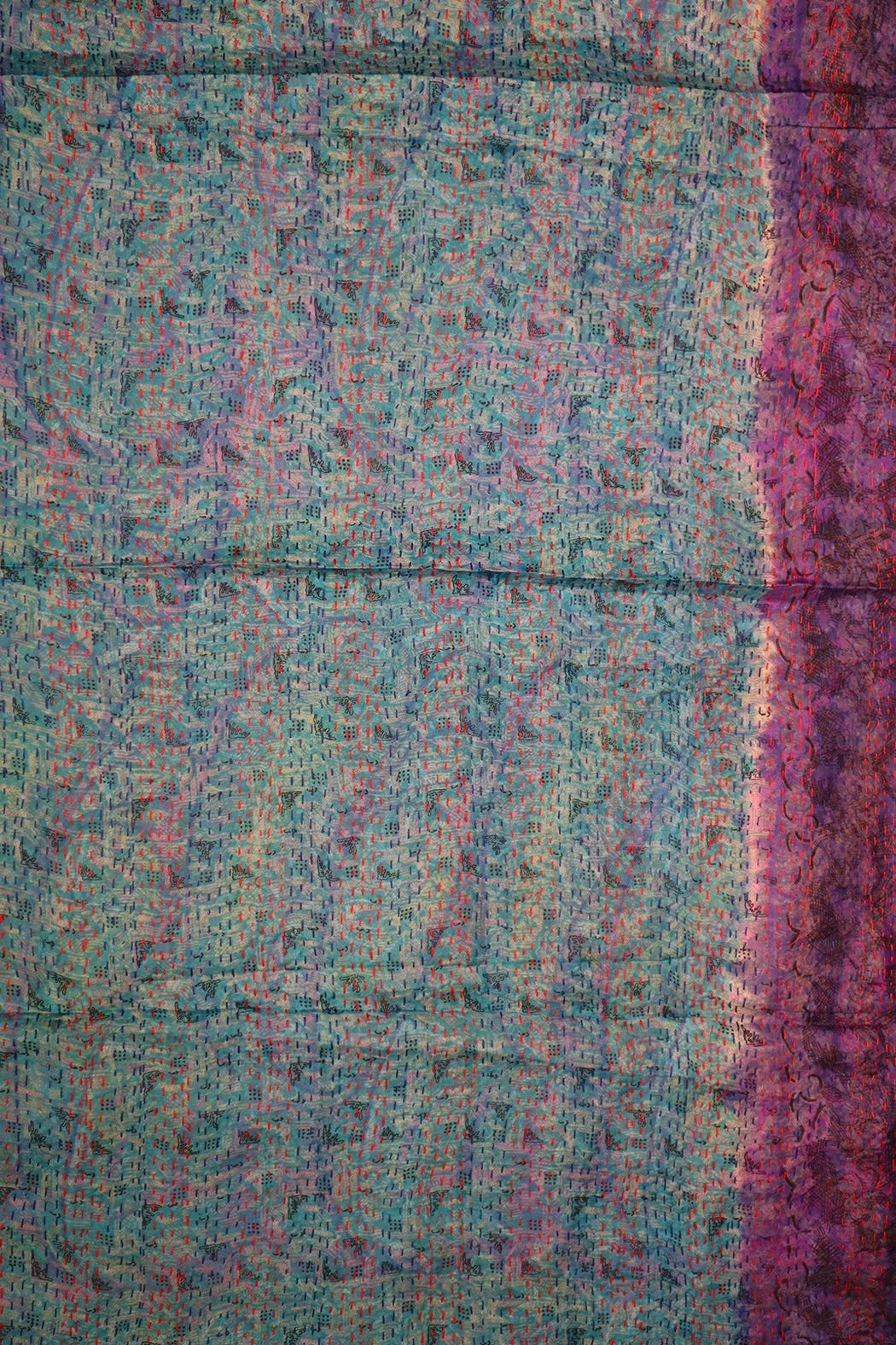 Sari kantha silk scarf 40*190 cm