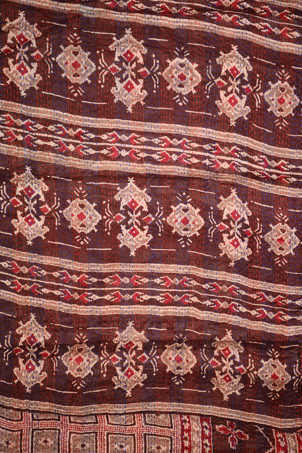 Sari kantha silk scarf 40*190 cm
