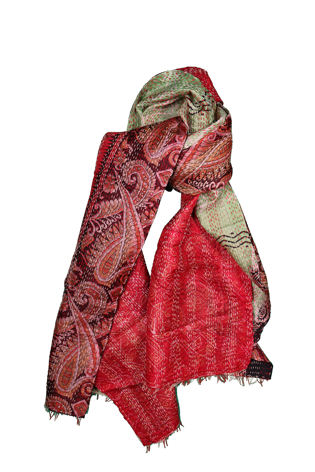 Sari kantha silk scarf 40*190 cm