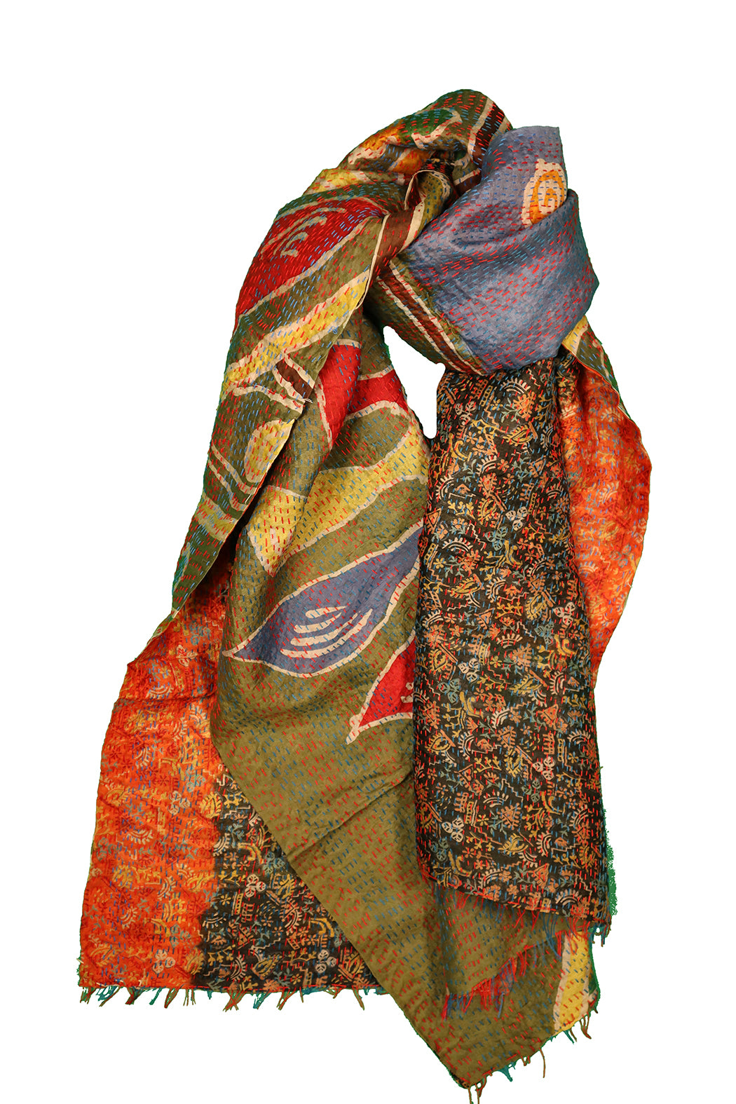 Sari kantha silk scarf 40*190 cm
