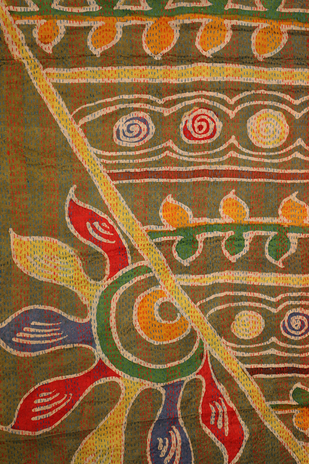 Sari kantha silk scarf 40*190 cm