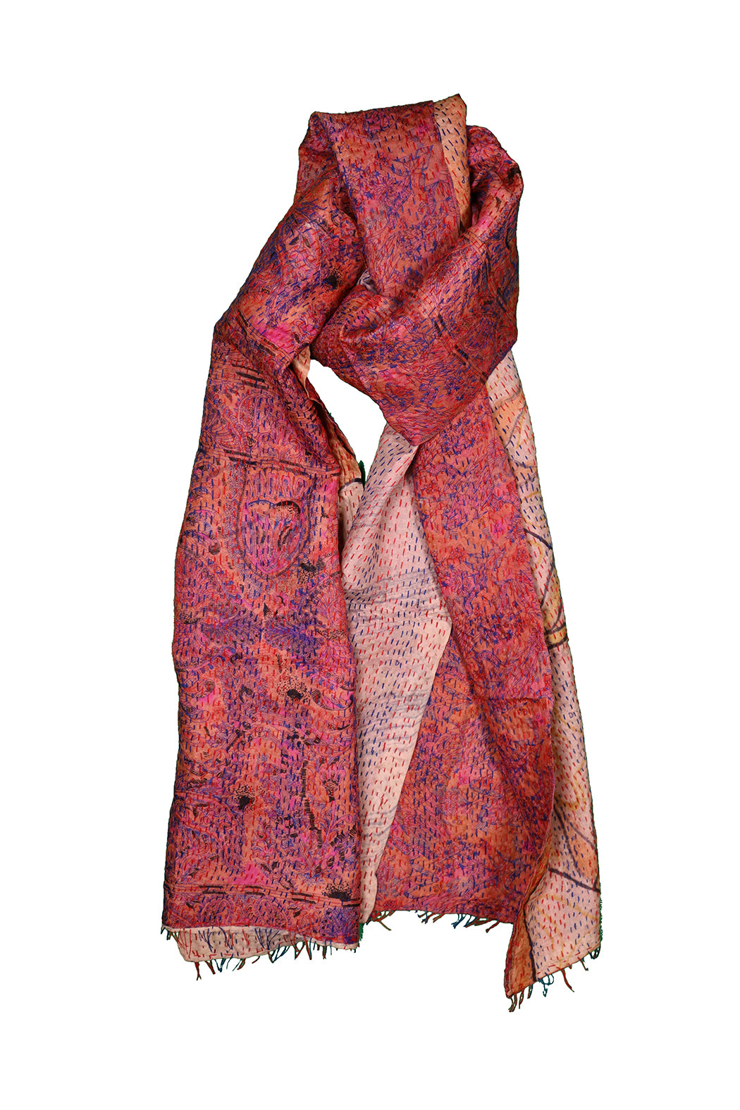 Sari kantha silk scarf 40*190 cm