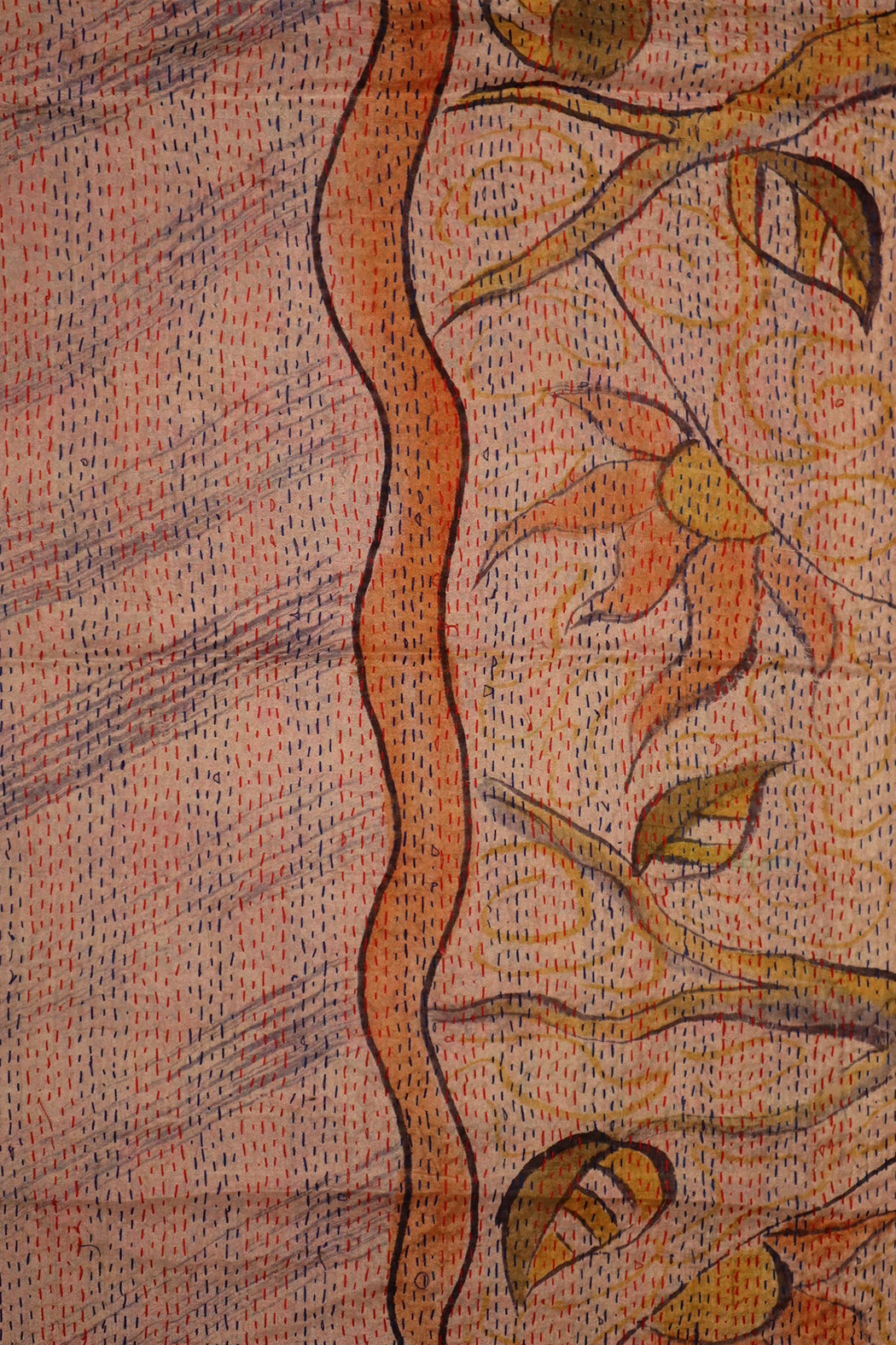 Sari kantha silk scarf 40*190 cm