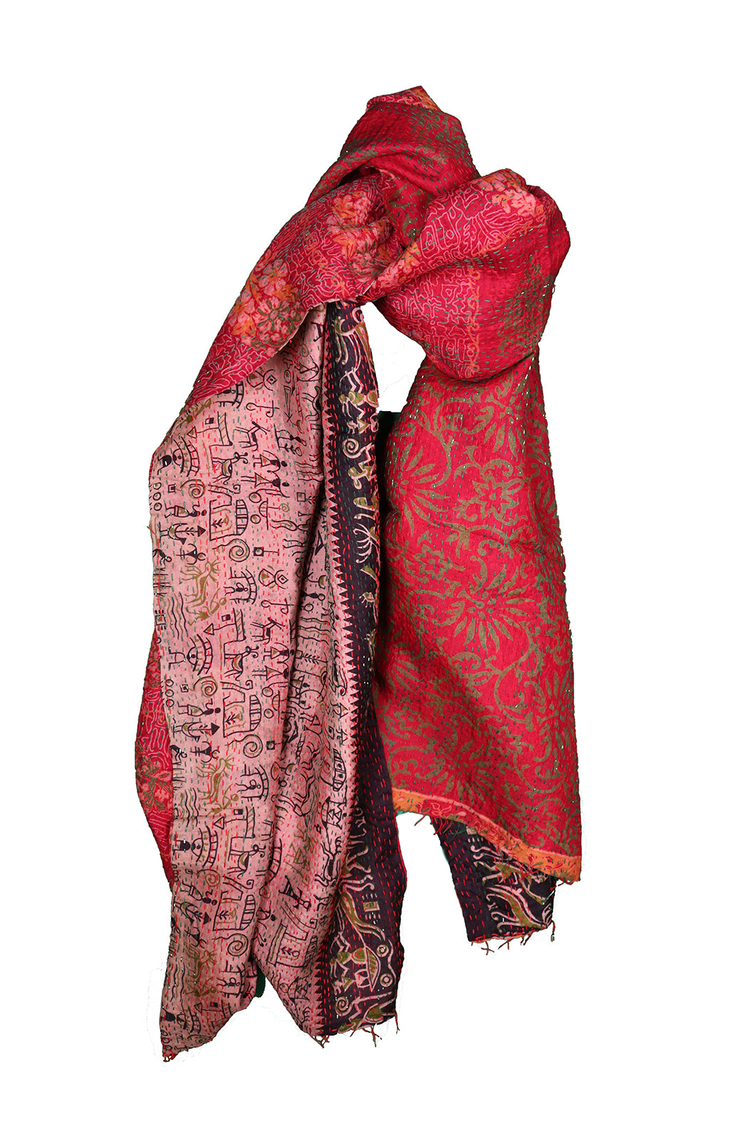Sari kantha silk scarf 40*190 cm