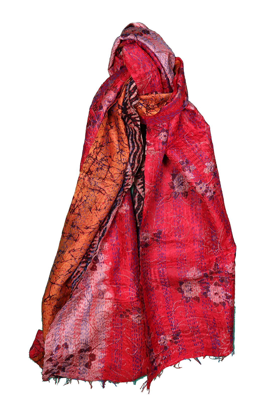 Sari kantha silk scarf 40*190 cm