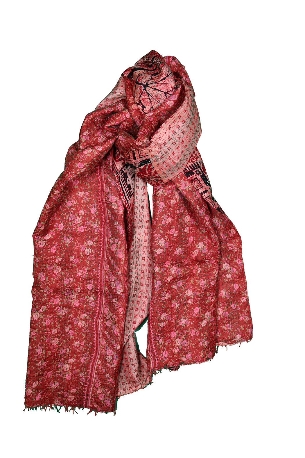 Sari kantha silk scarf 40*190 cm