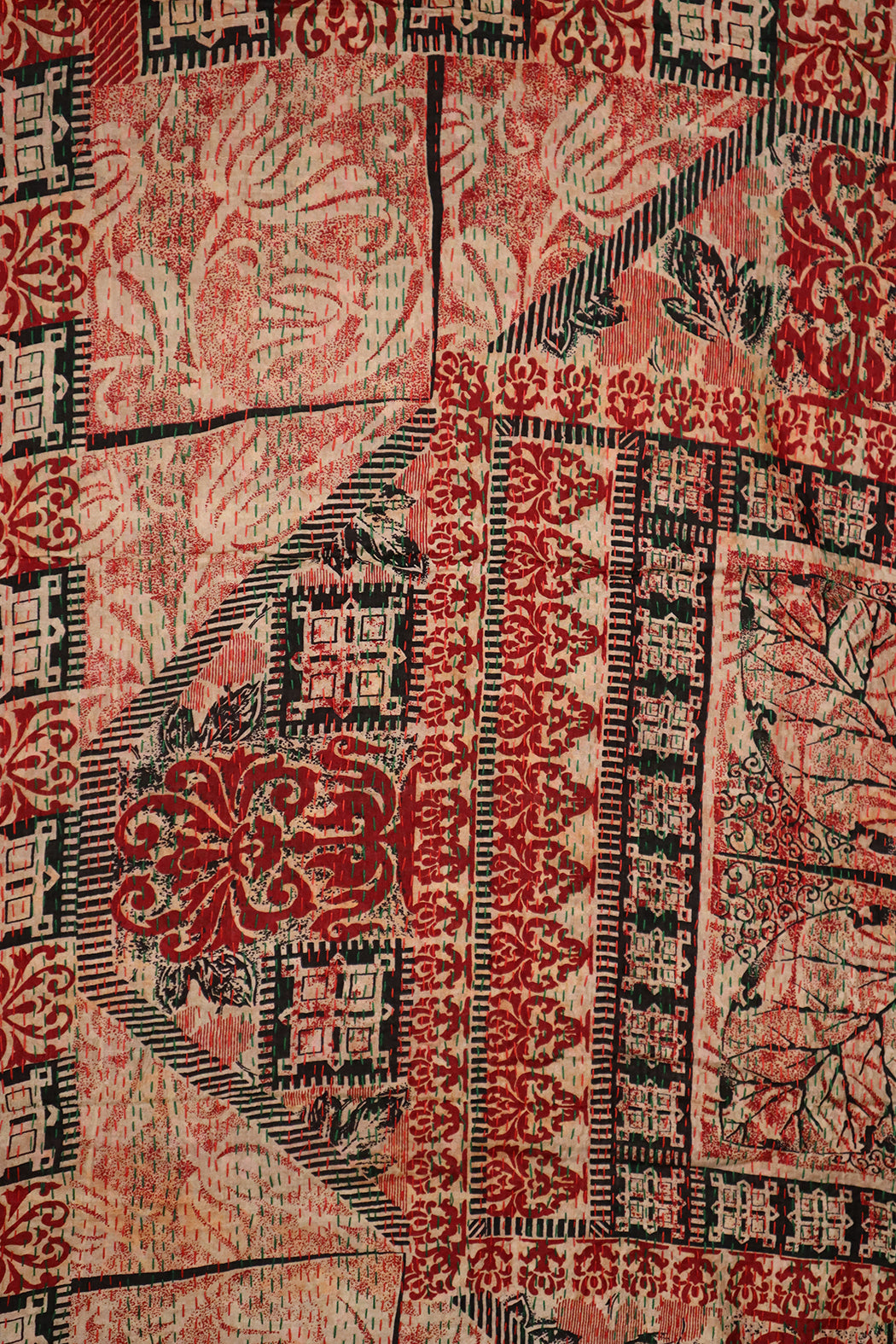 Sari kantha silk scarf 40*190 cm