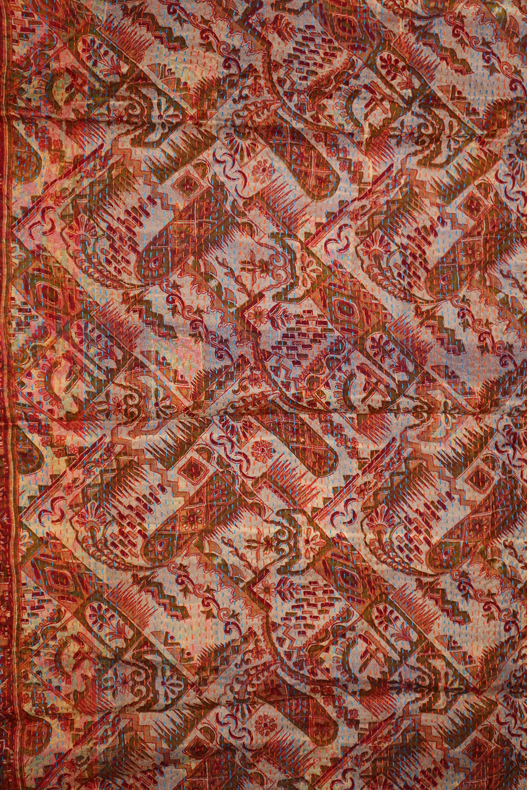 Sari kantha silk scarf 40*190 cm