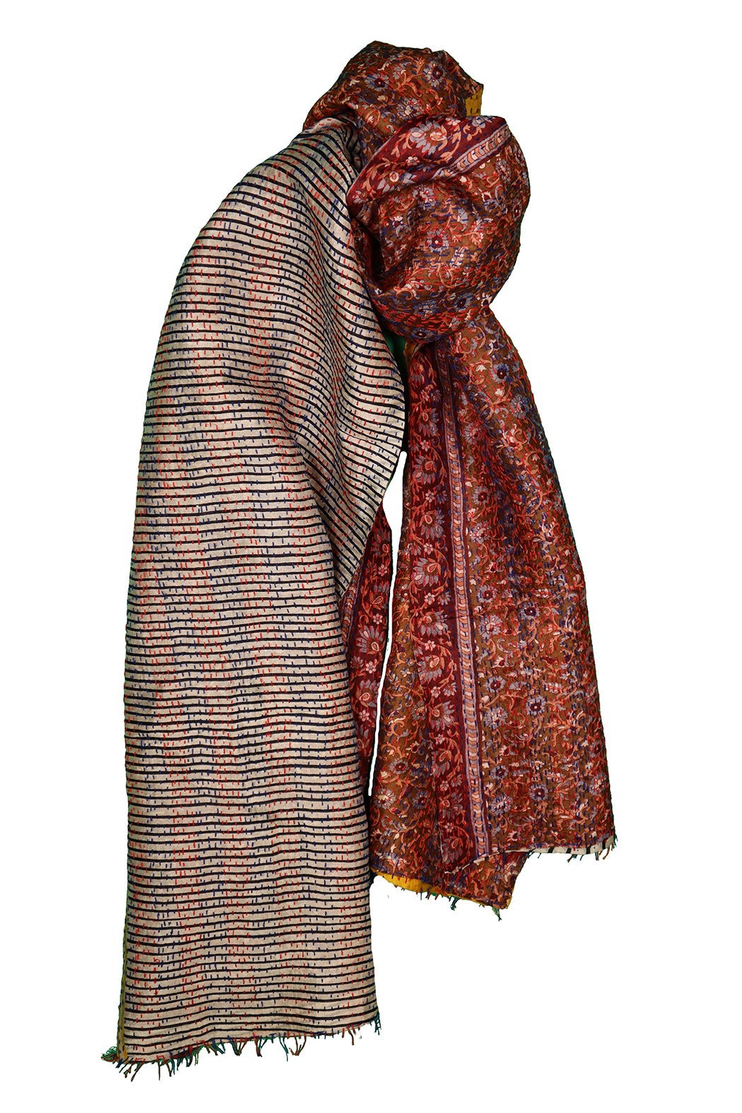 Sari kantha silk scarf 40*190 cm