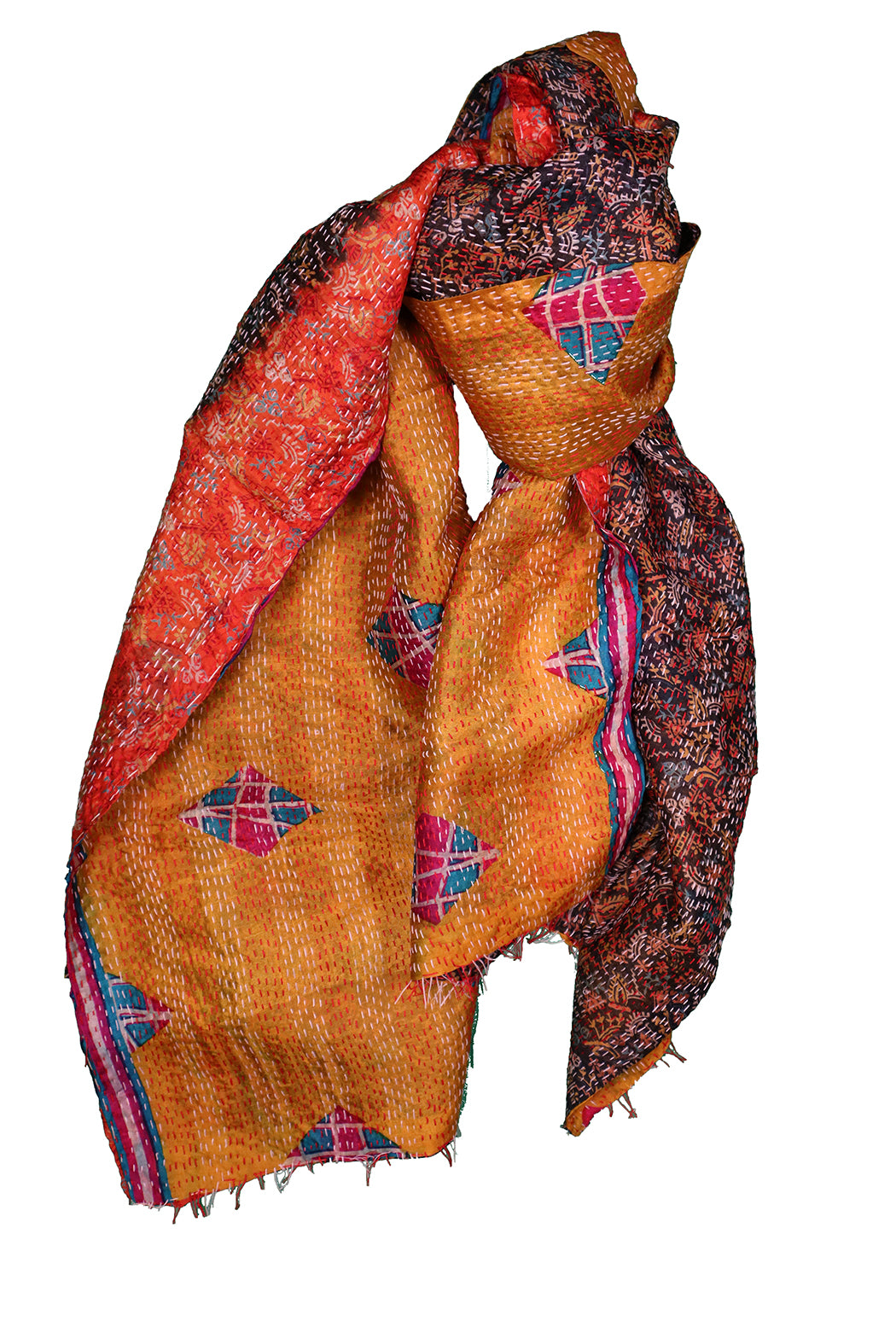 Sari kantha silk scarf 40*190 cm