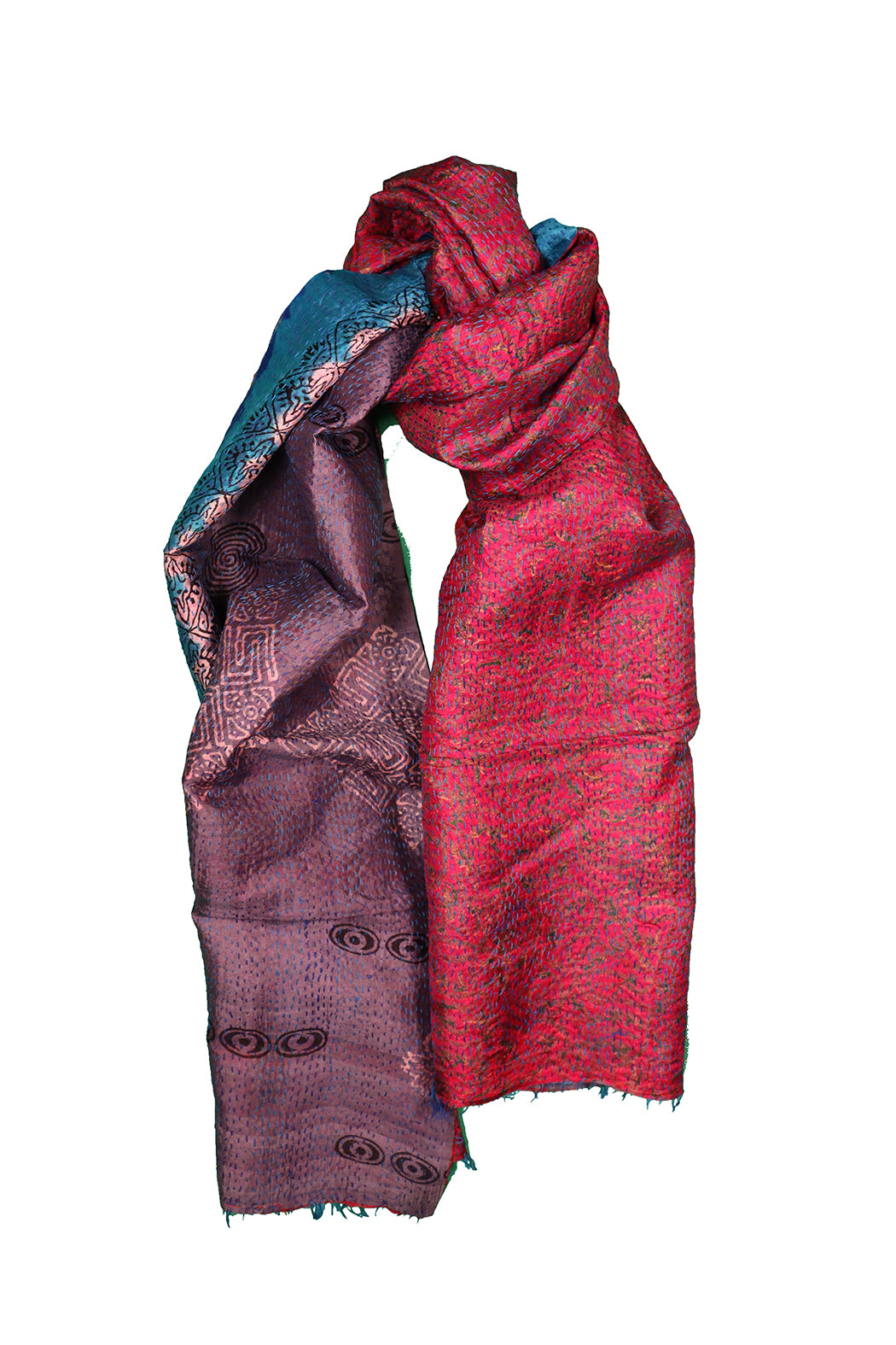 Sari kantha silk scarf 40*190 cm