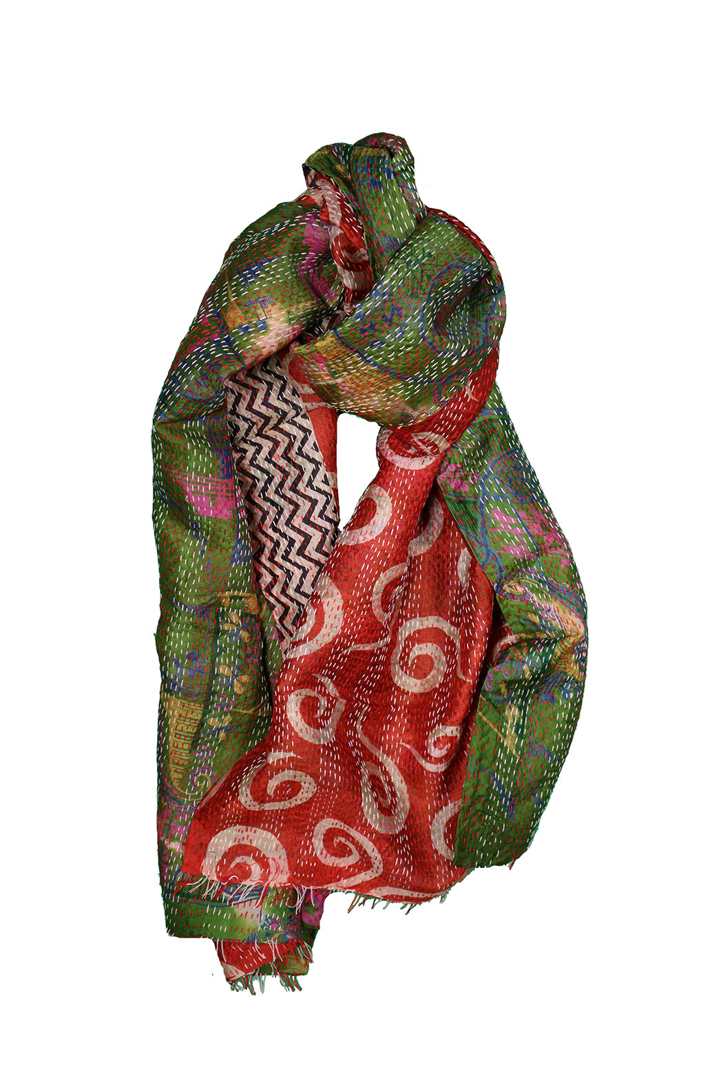 Sari kantha silk scarf 40*190 cm