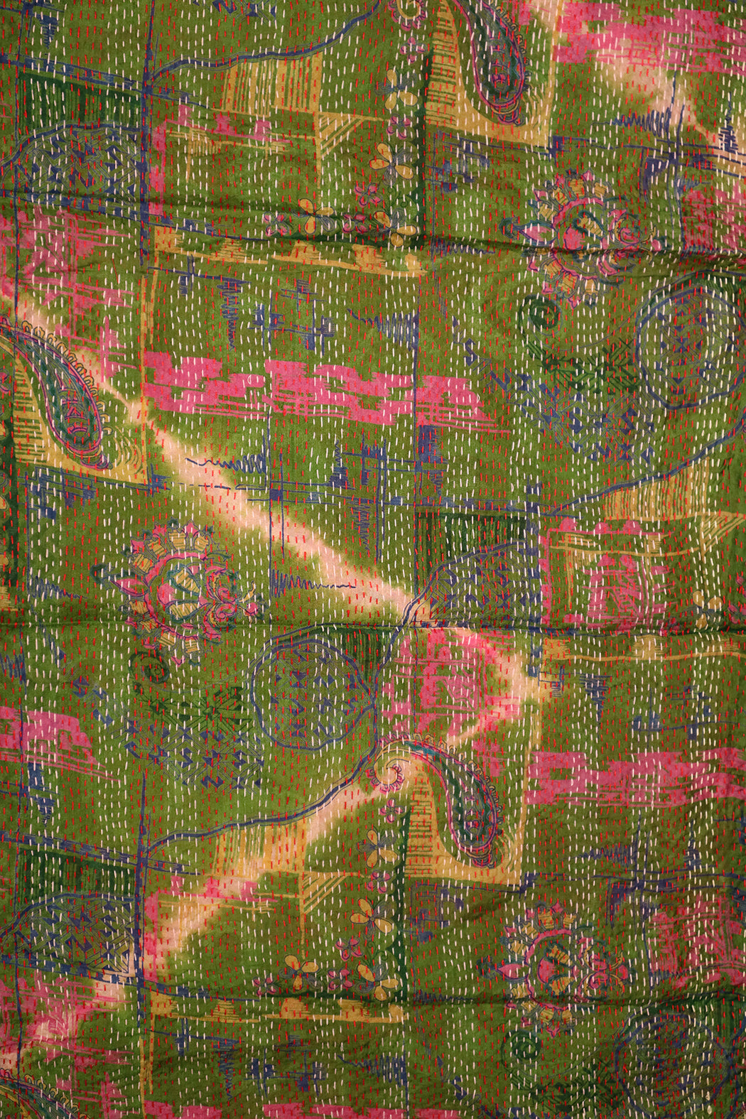 Sari kantha silk scarf 40*190 cm