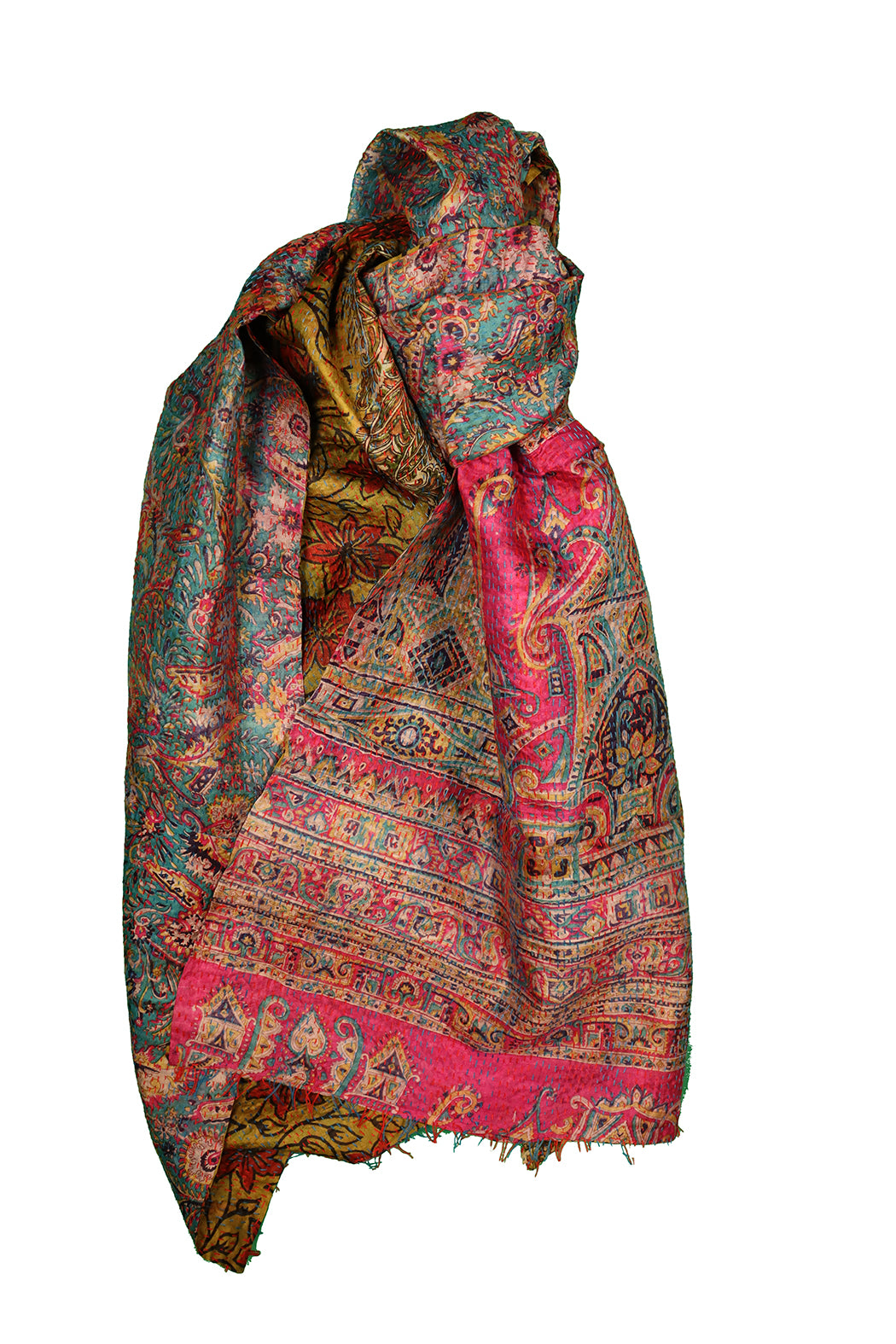 Sari kantha silk scarf 40*190 cm