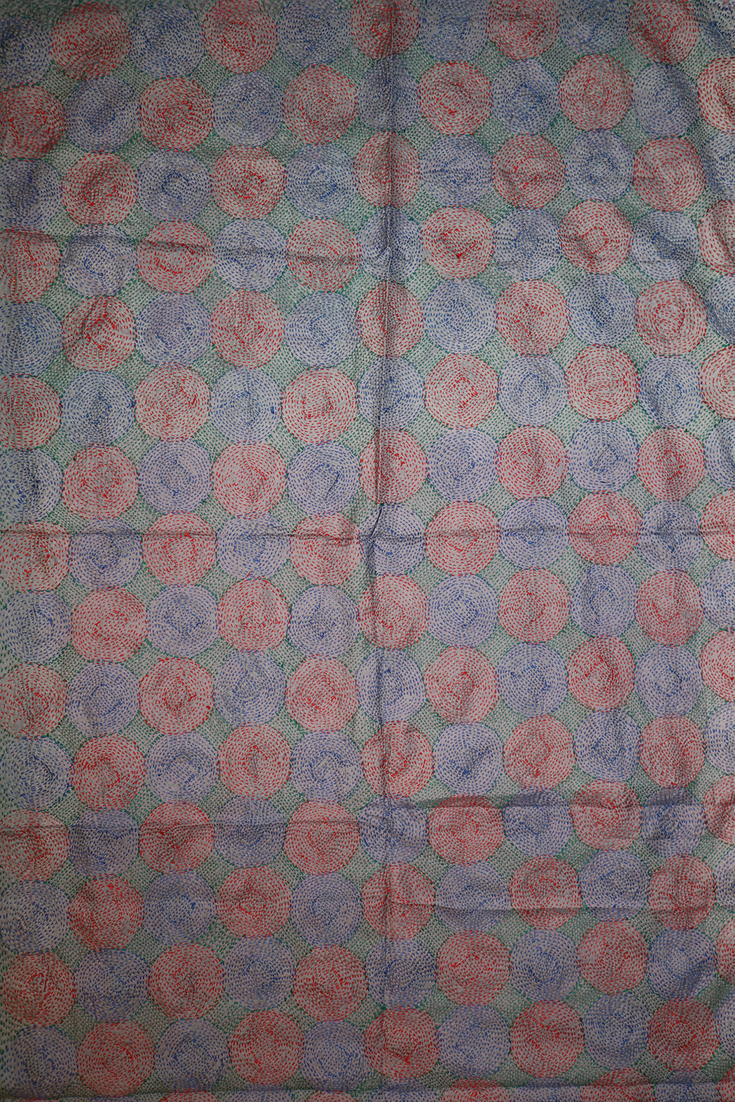 Kantha-Vintage-Schal 85x190 cm, Seide, rundes Kantha