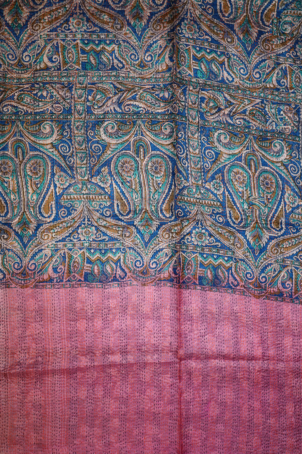 Sari kantha silk scarf 85*190 cm