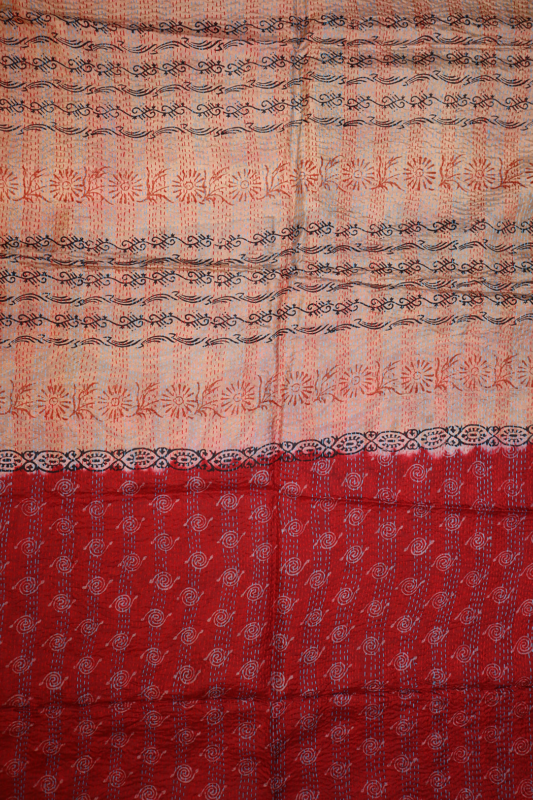Sari kantha silk scarf 85*190 cm